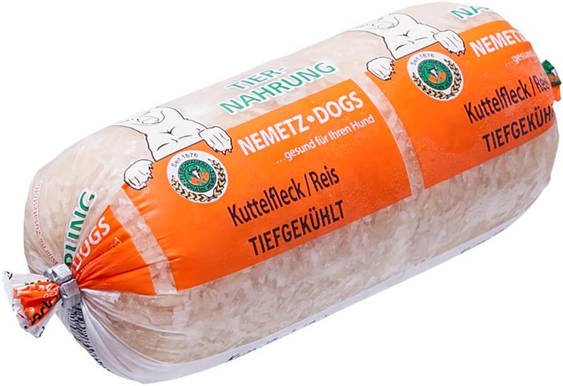 Hund Rind Kutteln geschnitten mit Reis gekocht